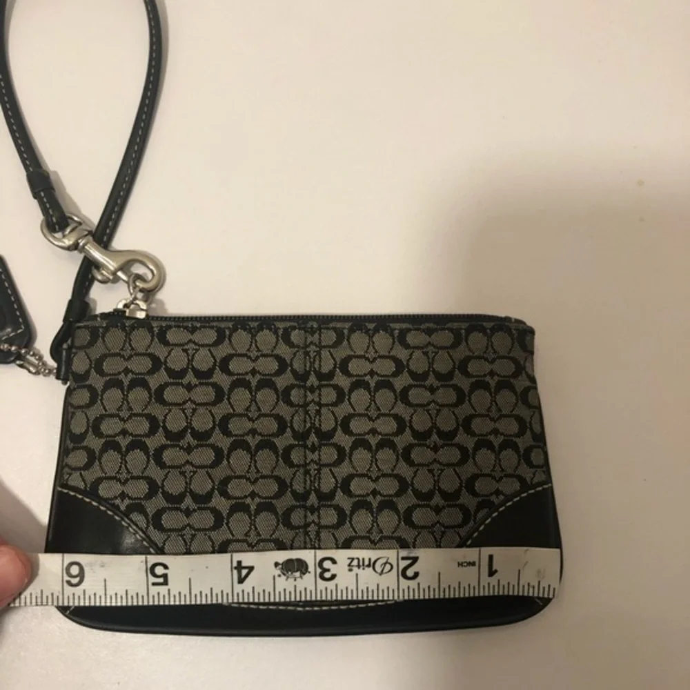 Coach signature black gray wristlet